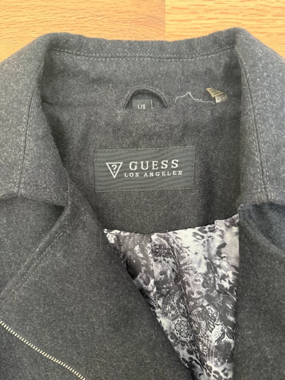 Guess Gray Wool Belted Asymmetrical Zip Coat - Size L - Picture 8 of 9